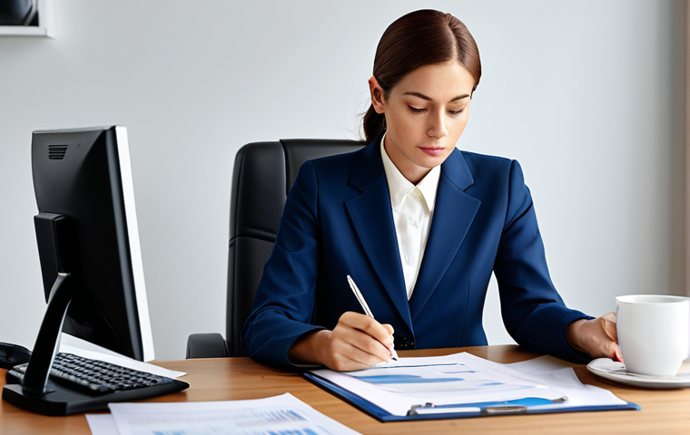 **

A professional businesswoman in a modest business suit, sitting at a desk in a modern office. She is reviewing financial statements. Fully clothed, appropriate attire, safe for work, perfect anatomy, natural proportions, professional photography, high quality. The scene emphasizes responsible financial analysis and ethical practice. Family-friendly.

**